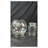 Decorative Etched Glass Bowl & Lidded Glass