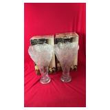 Pair of Frosted Rose 14-inch bouquet vases