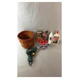 Crafting supplies including a mini hot glue gun,