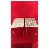 Pair of folding TV trays with decorative laminate