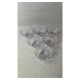 Set of six purple swirl glass dessert bowls with