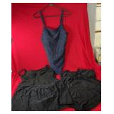 Three womenï¿½s bathing suits: one one-piece