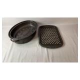 Black speckled enamel roasting pan with handles