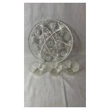 Clear cut crystal serving plate paired with three