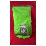 30-litre waterproof dry bag in bright green with