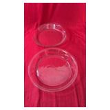 Pair of 10-inch Pyrex clear glass pie plates.