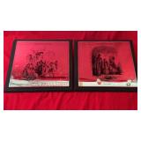 Pair of decorative mirror wall hangings featuring