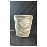 White Ribbed Ceramic PlanterWhite ribbed