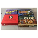Collection of board games including Malarky,