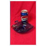 Murano-style blue art glass swan dish featuring a