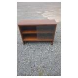 Wood Media Cabinet with Sliding Glass DoorWood