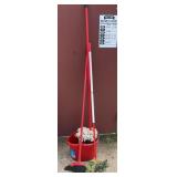 Cleaning supplies including a mop bucket, string