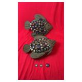 Pair of decorative metal fish wall art pieces