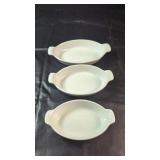 3 White Oval Ceramic Baking DishesSet of three