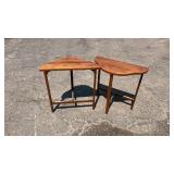 Matching pair of wooden accent tables with