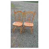 Pair of Wooden Spindle Back Dining ChairsTwo