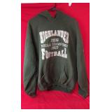 Dark green Highlander Football hooded sweatshirt
