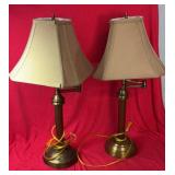 Matching pair of brass-tone metal table lamps