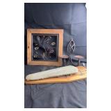 framed metal wall art piece, wrought iron double