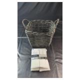 Wicker Storage Basket & Mainstays Sheer Curtain