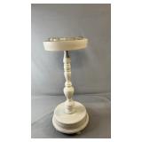 Tall white pedestal smoking stand featuring a