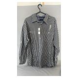 Black and white gingham long sleeve button-up