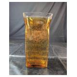 Amber Bubble Glass Square VaseAmber glass vase