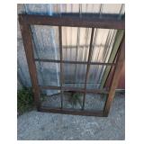 Vintage 9-Pane Wood Window FrameVintage wooden
