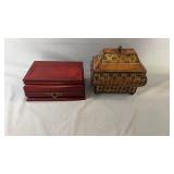 Wooden valet box with ring slots, divided