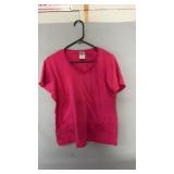 Bright pink V-neck T-shirt, size extra large. A
