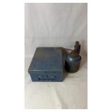 Metal storage box filled with assorted metal