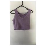 Lavender sherpa-style crop tank top, size small.