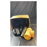 Box of PVC pipe fittings in different sizes, with