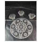 Pressed Glass Serving Plate & Cups Pressed glass