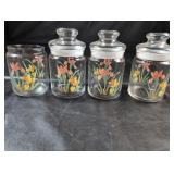 Floral Glass Canister SetSet of four matching