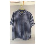 Haggar short sleeve plaid button-up shirt with