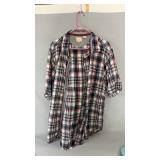 Haggar short sleeve plaid button-up shirt in