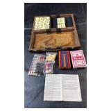 Classic tabletop games featuring dominoes in a