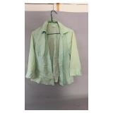 Light mint green open front blouse, approximately