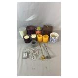 Collection of home décor items including assorted