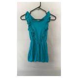 George teal romper, youth medium (78). Features