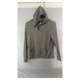 Grey and black striped Old Navy hooded pullover,