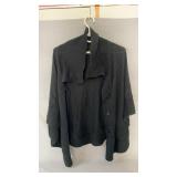 Black knit cardigan, size medium, featuring a