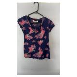 Garage floral V-neck short sleeve top, size
