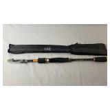 Compact Seachaser fishing rod with black and gold