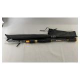 Compact Seachaser fishing rod with black and gold