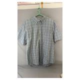 Blue, green, and yellow plaid short sleeve