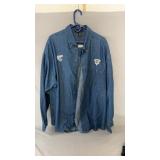 Blue denim long sleeve button-up work shirt by