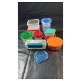 Collection of reusable food storage containers in
