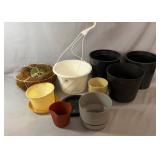 Collection of assorted plant pots, cache pots,